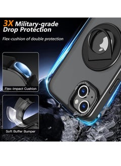 ESCASE Compatible with Magnetic iphone 15 Plus Case, Swivel Cutout Ring Holder Compatible with MagSafe, Shockproof Translucent Matte Back Protective，for iphone 15 Plus (2023) 6.7" Cover Black  - Image 3