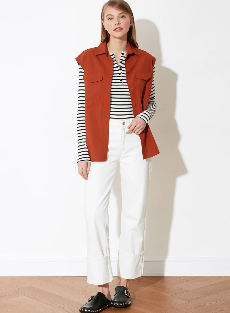 trendyol Striped Button Detail Shirt