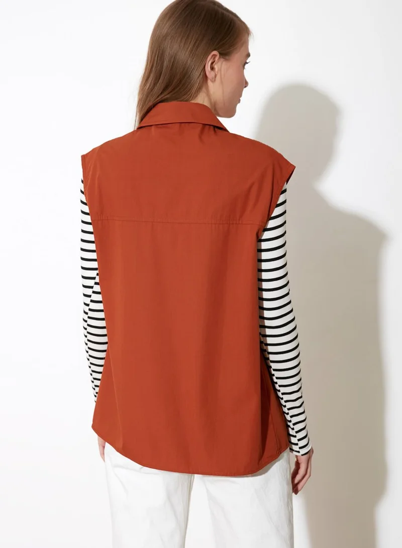 trendyol Striped Button Detail Shirt