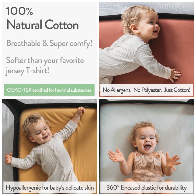 Joey + Joan Bassinet Fitted Sheets for Halo Bassinest Swivel Sleeper Mattress - Snuggly Soft 100% Jersey Cotton - 2 Pack - Light + Dark Sage Green - 2 Pack - Image 3