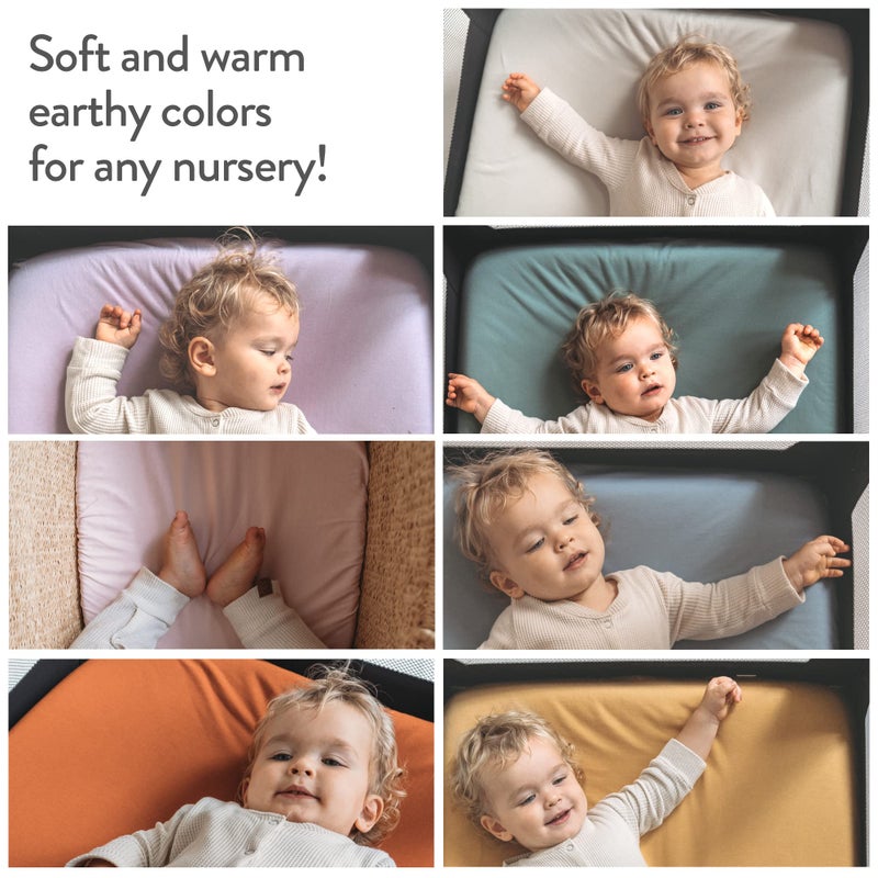 Joey + Joan Bassinet Fitted Sheets for Halo Bassinest Swivel Sleeper Mattress - Snuggly Soft 100% Jersey Cotton - 2 Pack - Light + Dark Sage Green - 2 Pack - Image 5