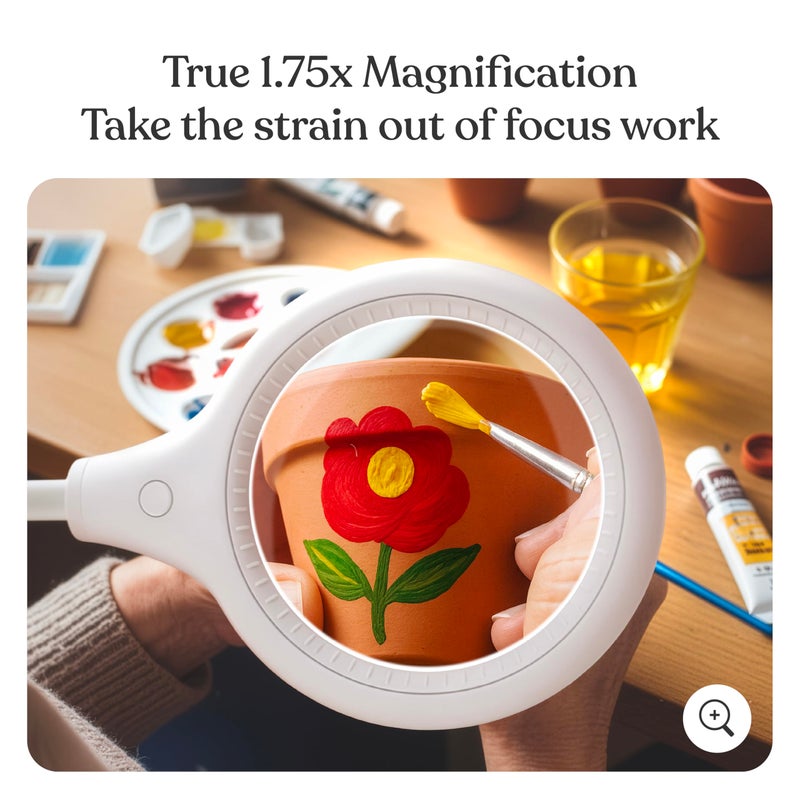 Brightech LightView Pro Flex 2 in 1 Magnifying Desk Lamp, 1.75x Light Magnifier, Adjustable Gooseneck Magnifying Glass with Light for Crafts, Reading, Close Work - Image 4