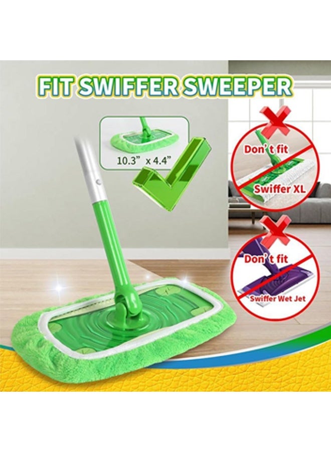 Reusable Microfiber Mop Pad Covers - 4-Pack, 10" x 4.5" (25.4 cm x 11.5 cm) Elastic Fit Replacement Pads for Flat Spray and Dust Mops, Machine Washable, Green - Image 5