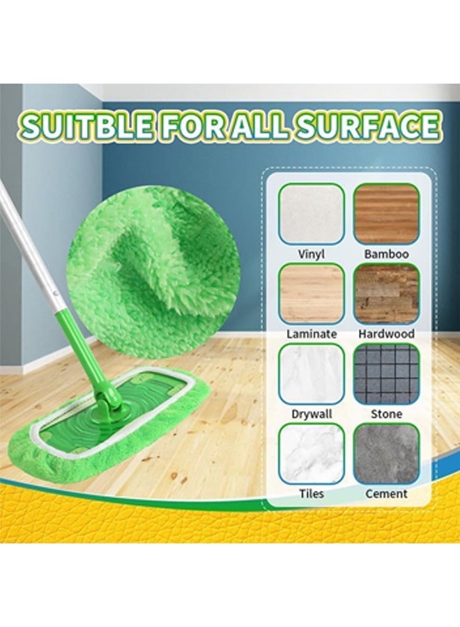 Reusable Microfiber Mop Pad Covers - 4-Pack, 10" x 4.5" (25.4 cm x 11.5 cm) Elastic Fit Replacement Pads for Flat Spray and Dust Mops, Machine Washable, Green - Image 4