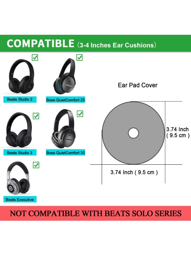 KISSUN Earpads Sweater Cover Protectors with Stretchable Knit Fabric for Beats Studio 3/2 Wireless/Wired Bose QC35 25 15 Headphones and Other Headsets with 3-4 Inch Ear Cushions [ 2 Pairs ] (Black) - Image 2
