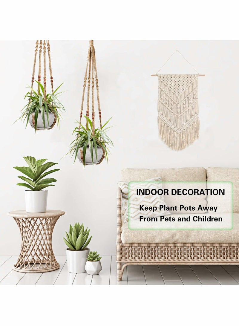 Plant Hangers Hanging Plant Holder for Indoor Outdoor Decor Macrame Hanging Planter Basket with 4 Hooks(35 Inch) 2 Pcs - Image 2