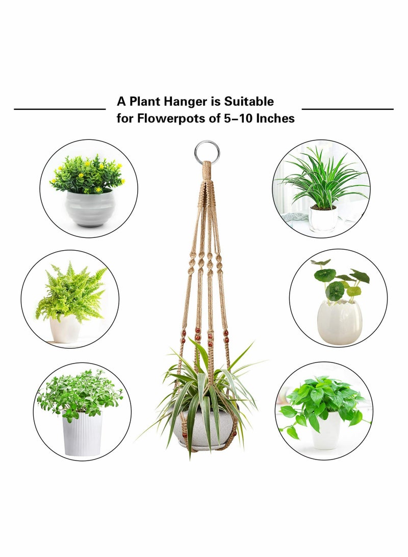 Plant Hangers Hanging Plant Holder for Indoor Outdoor Decor Macrame Hanging Planter Basket with 4 Hooks(35 Inch) 2 Pcs - Image 3