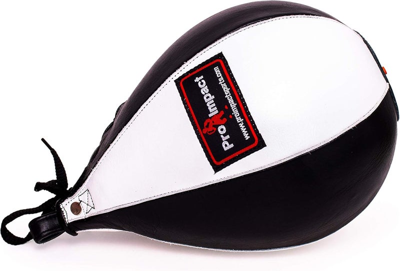Pro Impact Genuine Leather Speed Bag – Pear Shaped Hanging Ball for Boxing, MMA & Muay Thai – Training Equipment for Doorway Hanging or Ceiling – Boxer Accuracy Workout, Drills & Exercise – Trainer - Image 2