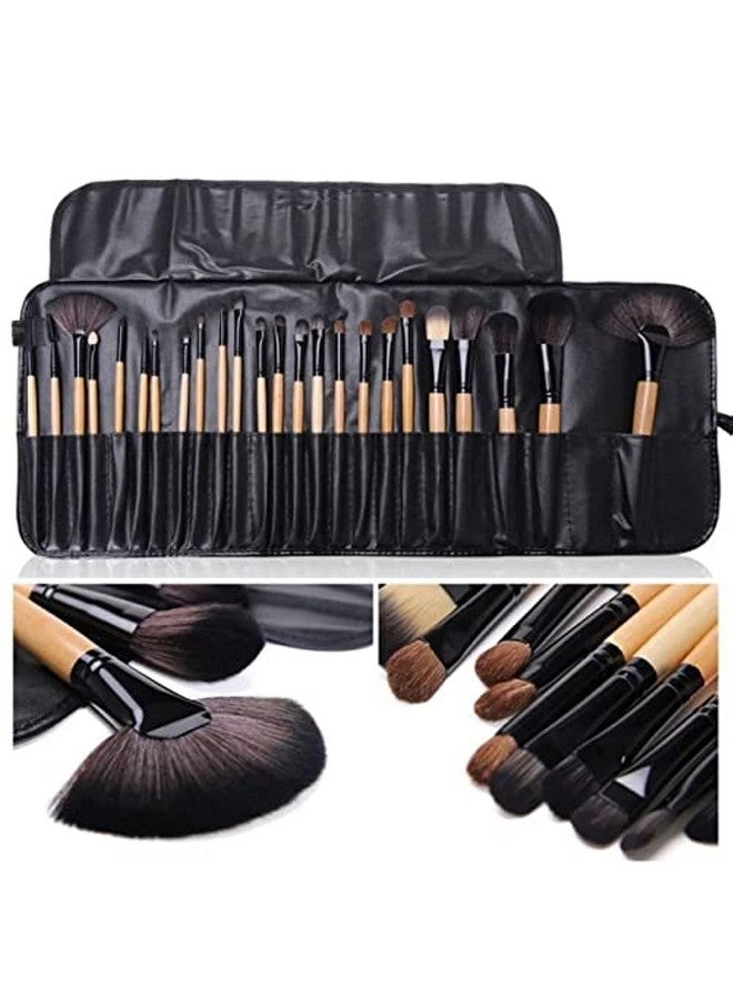 HUDA GIRL HUDA GIRL Beauty Professional 24 Pcs Makeup Brush Set For Foundation, Face Powder, Blush Blending Brushes, Cruelty-Free Synthetic Fiber Bristles With Leather Case (Handle May Vary) - Image 1