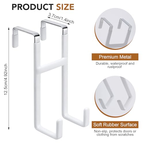 Dntorx Over The Door Hooks White Door Hanger 2 Pack Heavy Duty Metal Over Door Hook for Coats Towels No Drilling ScratchFree Silicone Pads Fits Most Doors for Bedroom Bathroom Closet - Image 3