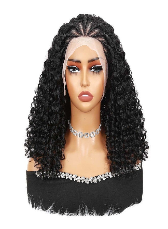 Quantum Love Braided Wigs for Black Women Braids Cornrows Lace Curly Wigs 16 Inch Lace Frontal Braided Fully Curly Bob Synthetic Glueless Wig - Image 2