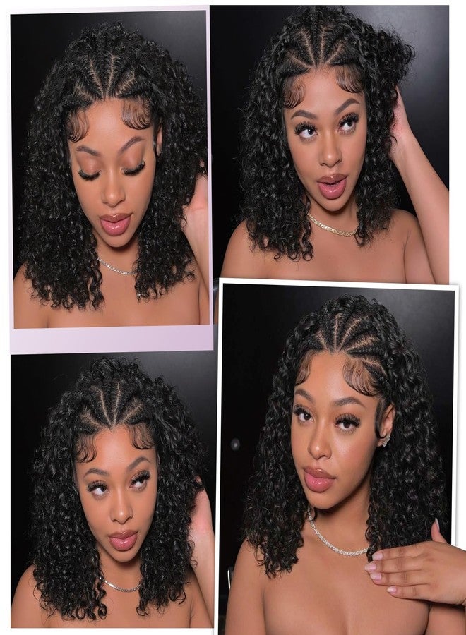 Quantum Love Braided Wigs for Black Women Braids Cornrows Lace Curly Wigs 16 Inch Lace Frontal Braided Fully Curly Bob Synthetic Glueless Wig - Image 3