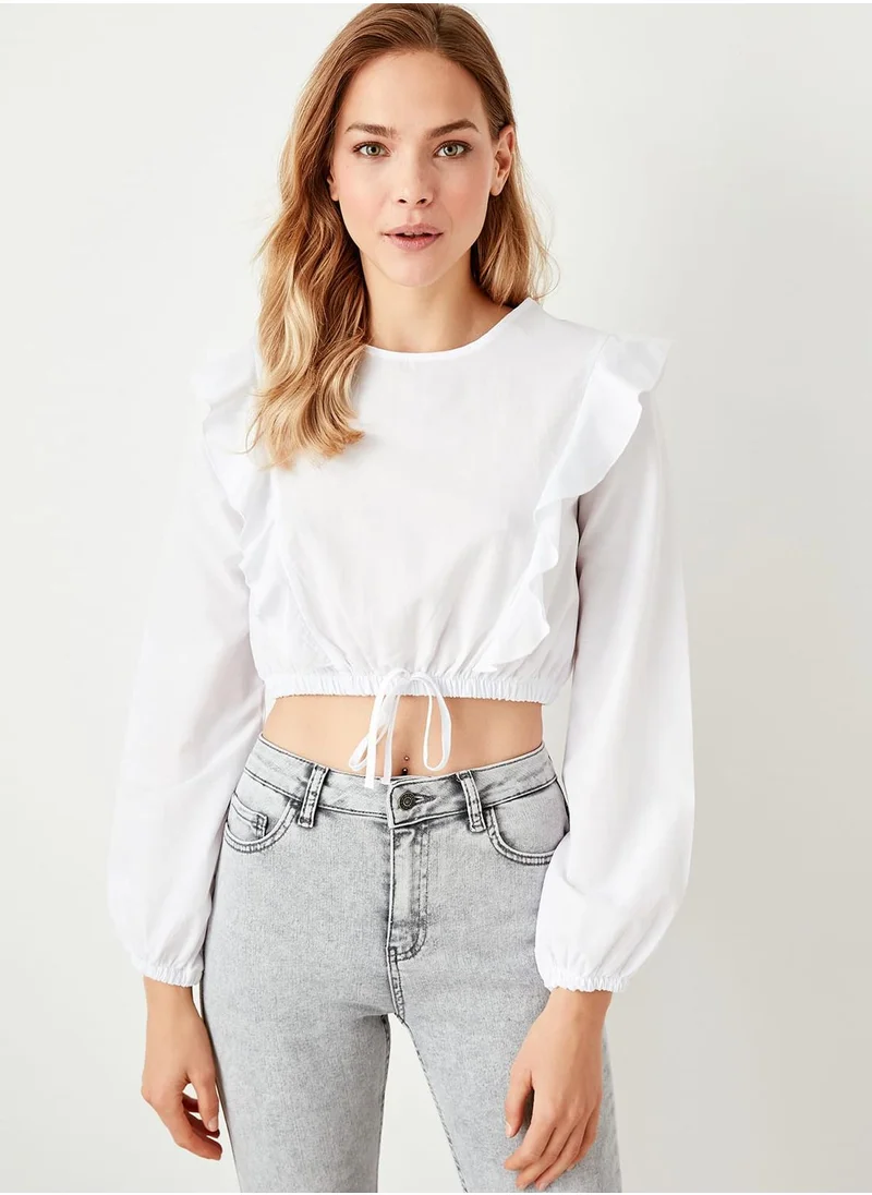 trendyol Front Tie Layered Sleeve Top