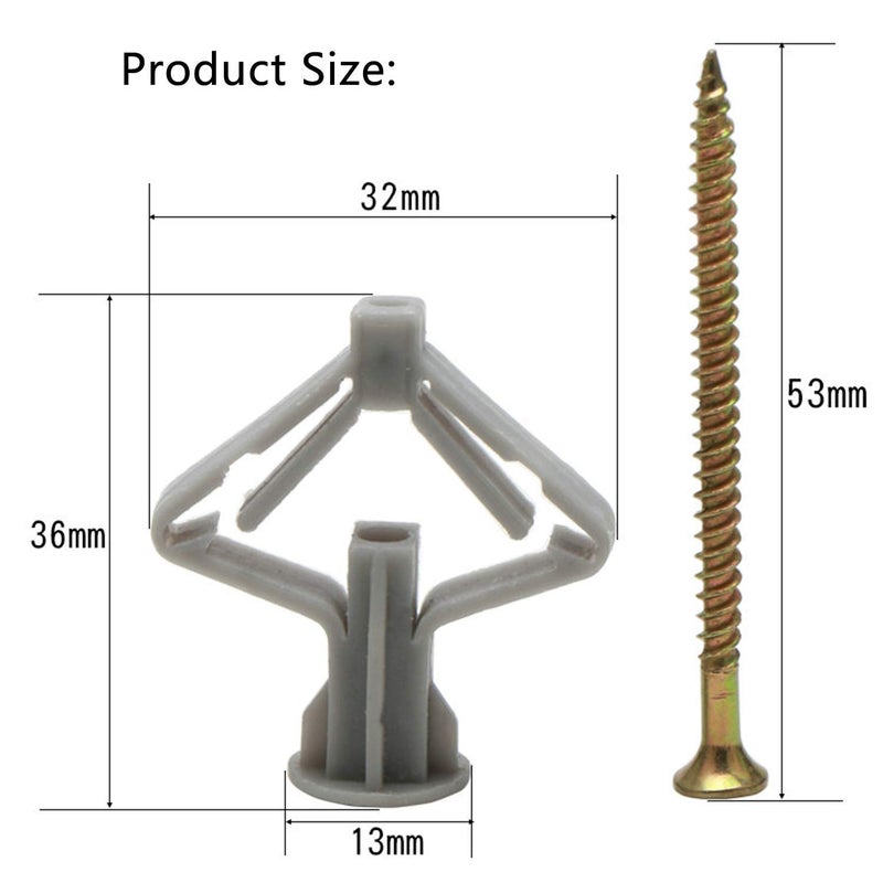 BICMTE Hollow-Wall Anchors ，Drywall Anchor kit with Screws, Self-Drilling Hollow Wall Anchor,all-60 pcs (Anchor 30+Screw 30) - Image 3