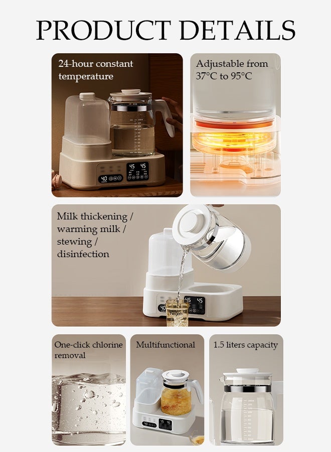 DUNISO سخان زجاجة الأطفال متعدد الوظائف، 2 في 1 جهاز تعقيم كهربائي للتحكم في درجة الحرارة وسخان الحليب، سخان زجاجة لحليب الأم مع التحكم في درجة الحرارة، سخان زجاجة مع أوضاع تسخين بالبخار وحمام مائي لحليب الأم والحليب الصناعي، 1500 مل - Image 3