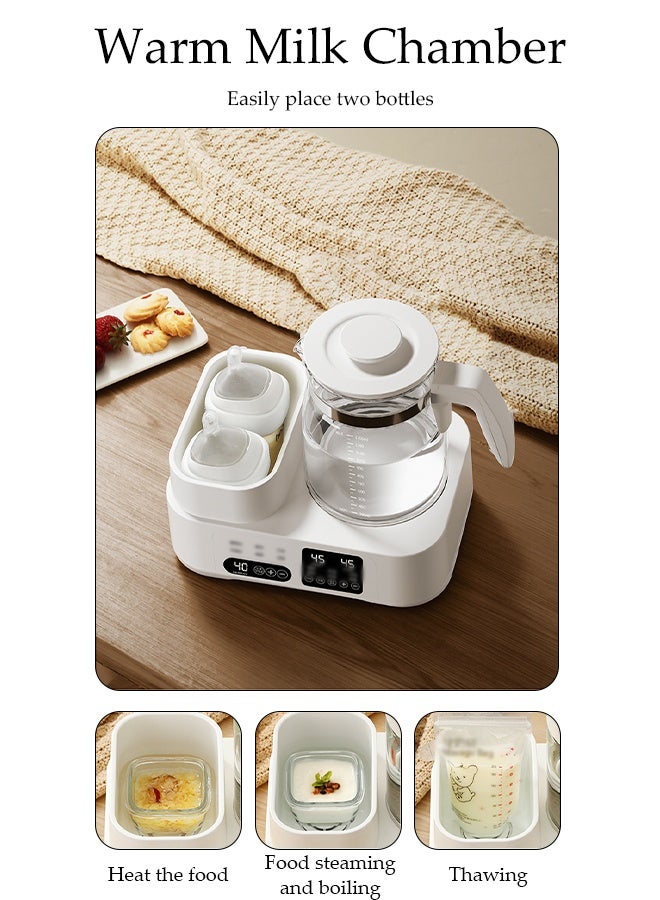 DUNISO سخان زجاجة الأطفال متعدد الوظائف، 2 في 1 جهاز تعقيم كهربائي للتحكم في درجة الحرارة وسخان الحليب، سخان زجاجة لحليب الأم مع التحكم في درجة الحرارة، سخان زجاجة مع أوضاع تسخين بالبخار وحمام مائي لحليب الأم والحليب الصناعي، 1500 مل - Image 4