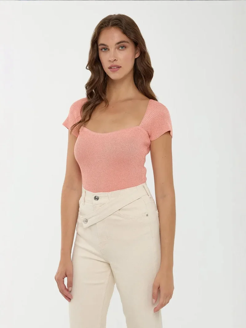 HICCUP Square Collar Knitted Top