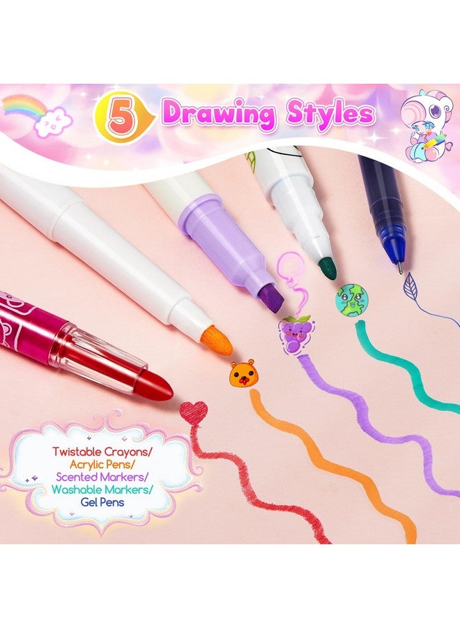 CGBOOM Scented Markers Set with Cute Pencil Case for Kids, 40 Counts Paint Markers as Art Supplies and Creativity Present to Girls, Colored Markers Set Bonus Adorable Animals Stickers for School - Image 2