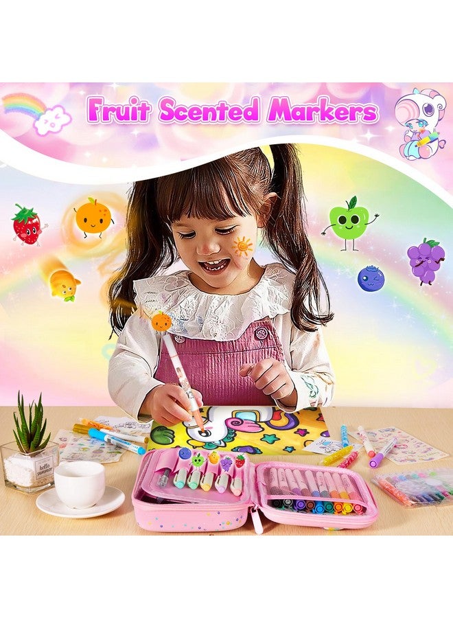 CGBOOM Scented Markers Set with Cute Pencil Case for Kids, 40 Counts Paint Markers as Art Supplies and Creativity Present to Girls, Colored Markers Set Bonus Adorable Animals Stickers for School - Image 3