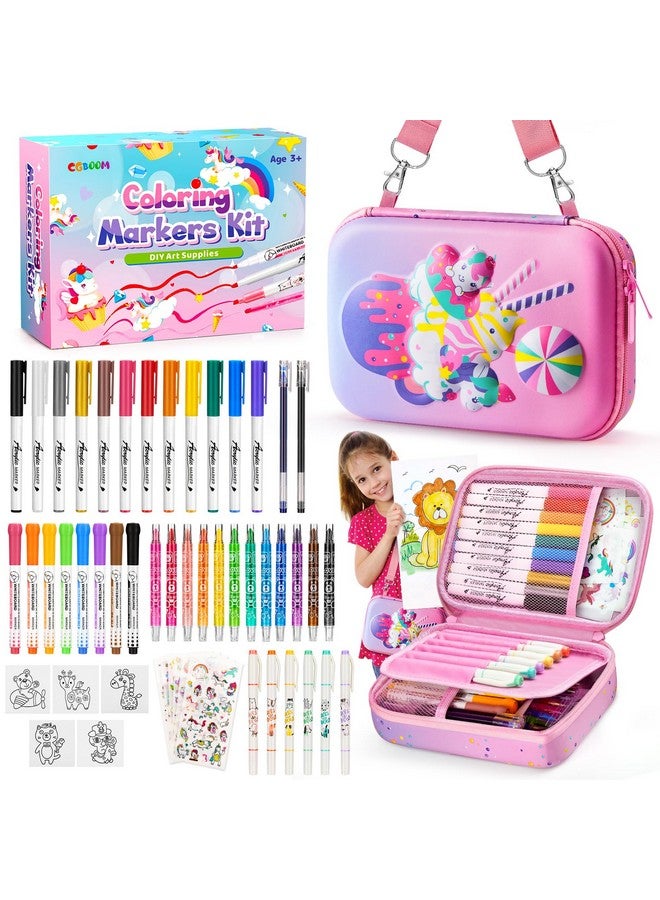 CGBOOM Scented Markers Set with Cute Pencil Case for Kids, 40 Counts Paint Markers as Art Supplies and Creativity Present to Girls, Colored Markers Set Bonus Adorable Animals Stickers for School - Image 1