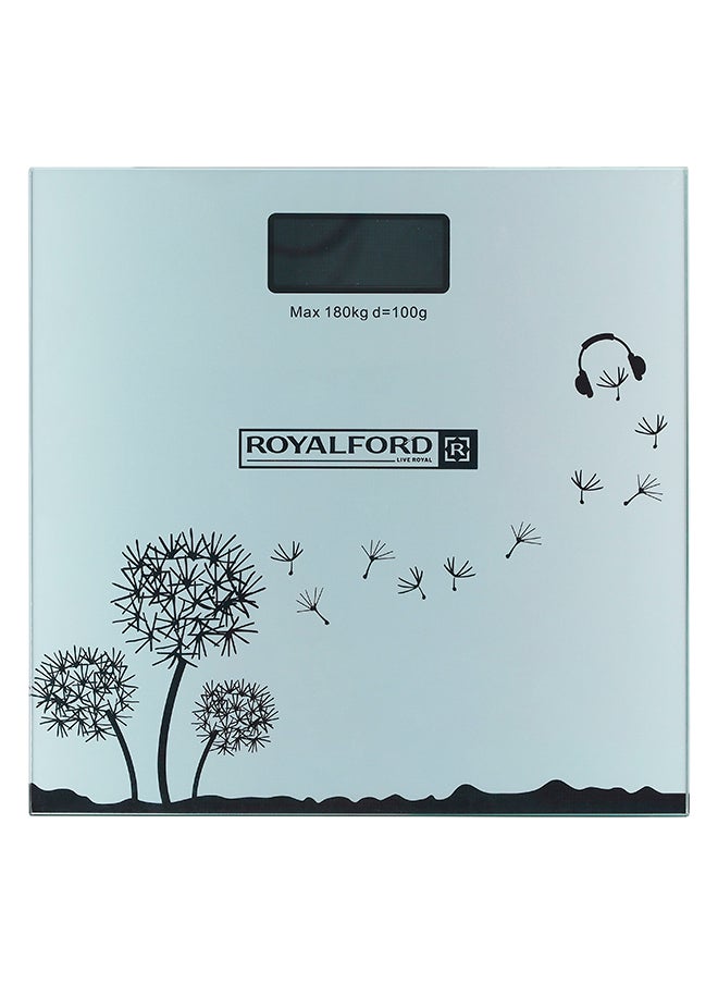 Royalford Health Scale, LCD Digital Display Scale, Non-Slip, RF10502 | Super Slim Digital Body | Instant Reading Step-On Feature | Toughened Glass | Black Weight Bathroom Scales  - Image 1