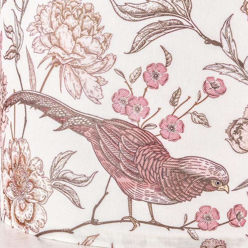 GO&SO 1 Pack Floral Bird Large Drum Lamp Shade,1.65"Spider E27 Base,16" x16" x10",Printed Pattern Design,DIY Assembly with Multi-Adapter (E14/10mm),Ideal for Floor/Table Lamps/Pendant Lighting - Image 3