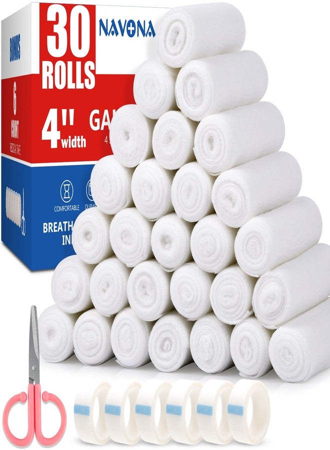 Navona Gauze Rolls 30 Pack, 4 in x 4.1 Yards, Individually Rolled Gauze, Mummy Wrap, Premium Gauzes Wrap Roll for Wounds - Image 1