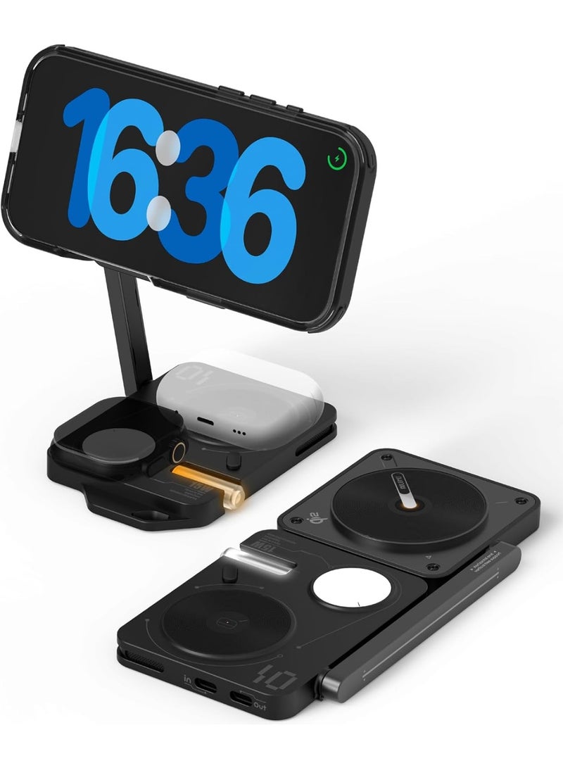Aulumu MagSafe-Compatible M01 4-in-1 Wireless Charging Station | Qi2 Certified 15W Collapsible Magnetic Wireless Charger for iPhone 16 &Apple Watch/AirPods - Image 1