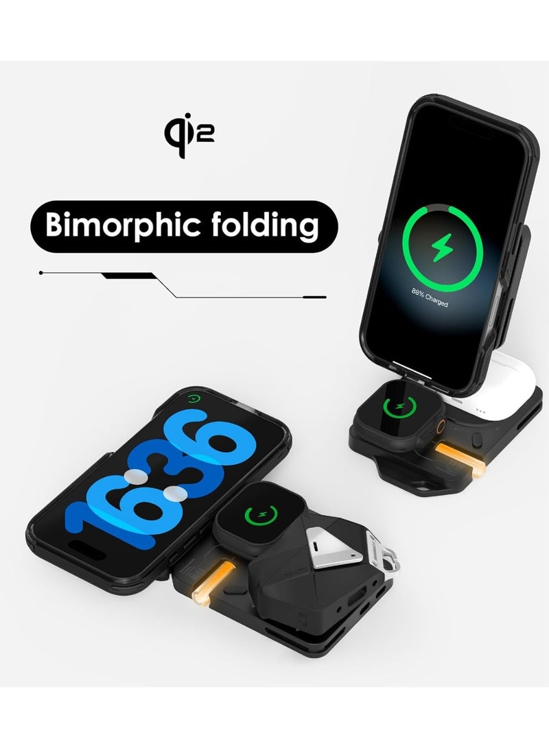 Aulumu MagSafe-Compatible M01 4-in-1 Wireless Charging Station | Qi2 Certified 15W Collapsible Magnetic Wireless Charger for iPhone 16 &Apple Watch/AirPods - Image 4