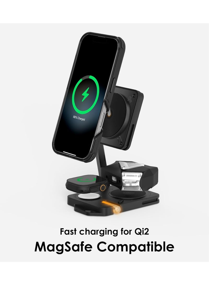 Aulumu MagSafe-Compatible M01 4-in-1 Wireless Charging Station | Qi2 Certified 15W Collapsible Magnetic Wireless Charger for iPhone 16 &Apple Watch/AirPods - Image 5