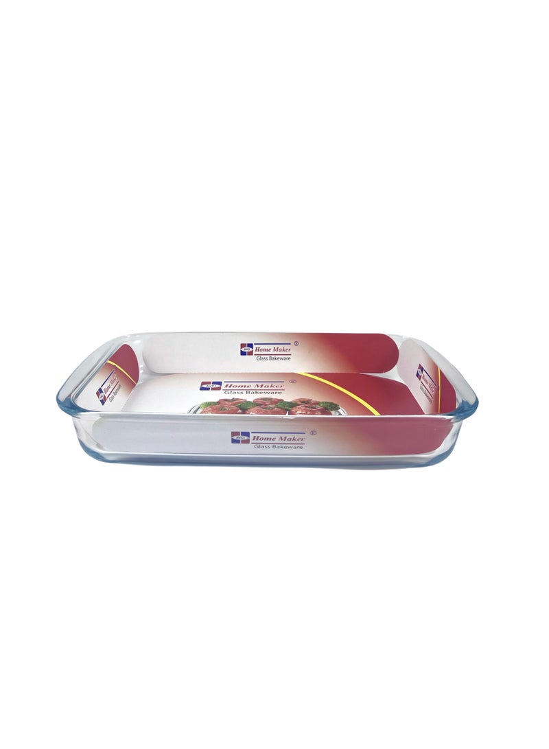Homemaker Rectangular Glass Baking Dish, 1.5 Lt Capacity, 29.7X17.7 Cm Diameter, 5 Cm Height - Clear - Image 1