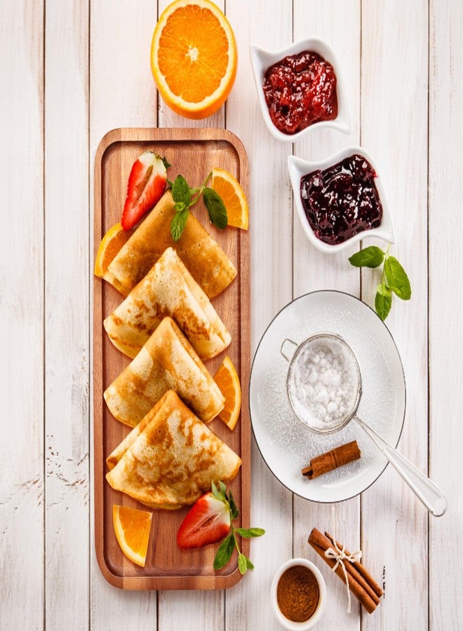 Gtencemen Acacia Wood Platter Small 12"X5.5" Charcuterie Boards Long Rectangle Decorative Trays Home Decor Cheese Board Wooden Serving Platters for Cookie, Snack, Dessert, Food Dish Cake Appetizer Plates - Image 2