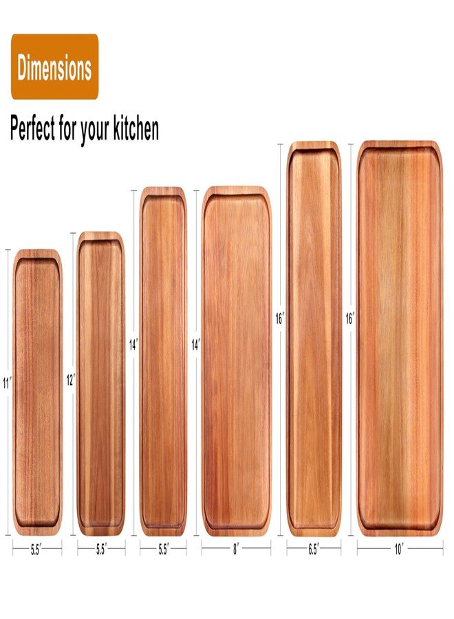 Gtencemen Acacia Wood Platter Small 12"X5.5" Charcuterie Boards Long Rectangle Decorative Trays Home Decor Cheese Board Wooden Serving Platters for Cookie, Snack, Dessert, Food Dish Cake Appetizer Plates - Image 4