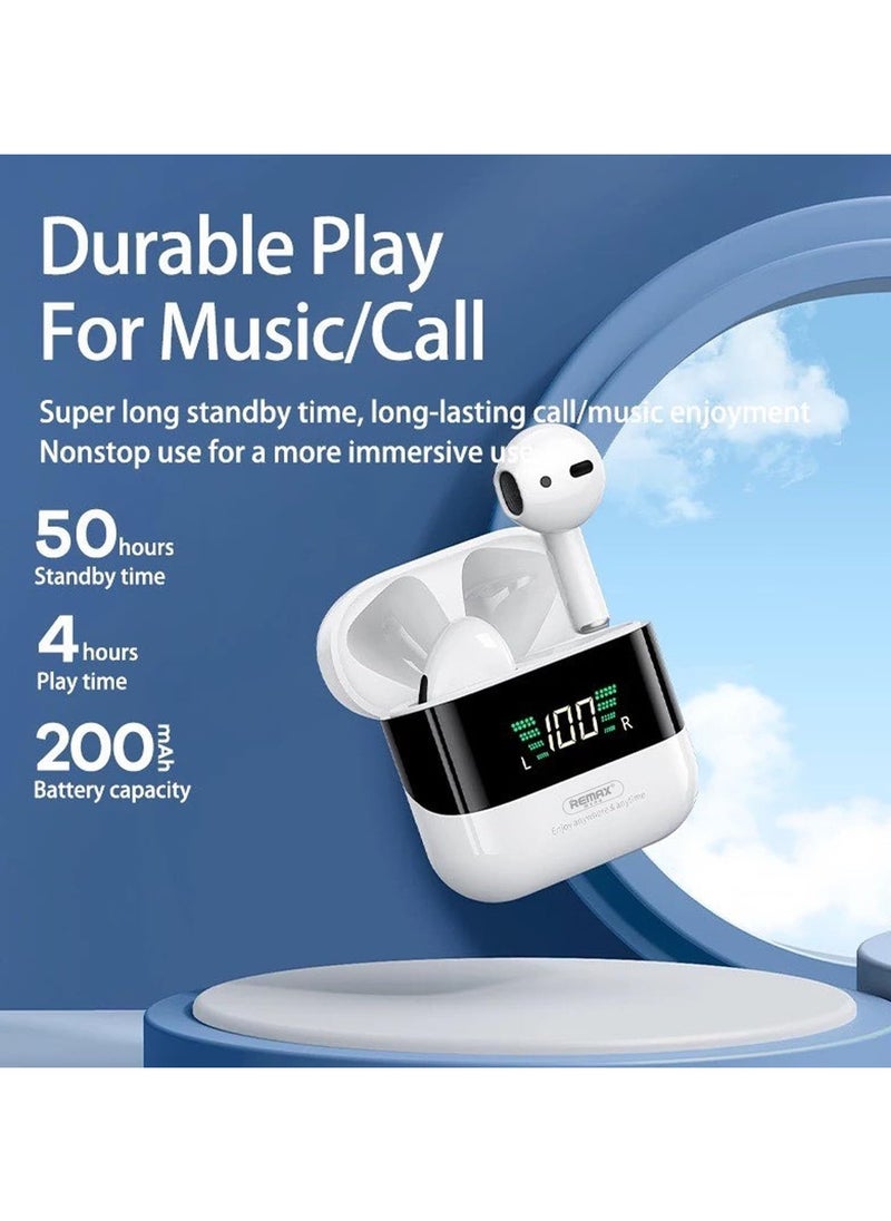 Remax Mena Digital Display True Wireless Bluetooth Earphone, Music Earbuds, TWS-10Plus Earbuds 5.1 With Super Clear Mic For Android and iOS Mobiles and Tablets, White  - Image 5