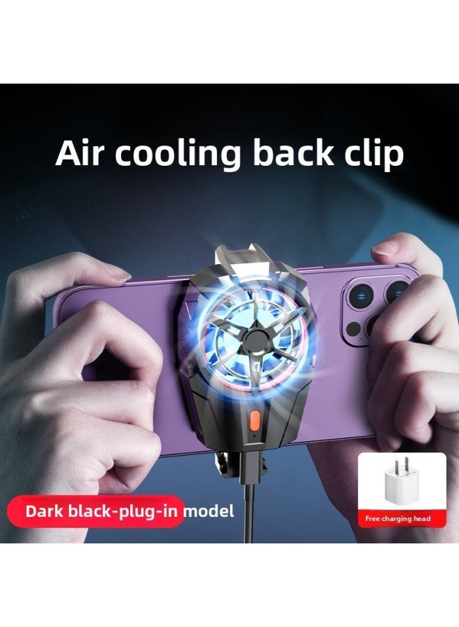 [No Plug-in Cable] Air-cooled Mobile Phone Radiator Is Suitable For Millet Black Shark Charging Back Clip Apple iphone Hua-Color:[plug-in Model - Black] √ Universal All Phones Hurricane Cooling Silent And Low Noise + Fast Head Finger Cot  - Image 1