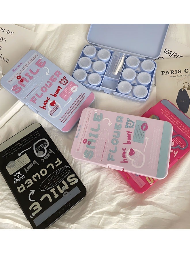 قطعة واحدة من حاوية حامل صندوق العدسات اللاصقة باللون الوردي مع صندوق تخزين كبير لجامع العرض وعصي الشفط لإزالة العدسات اللاصقة الناعمة/الصلبة وأداة الإدخال (وردي) - Image 5