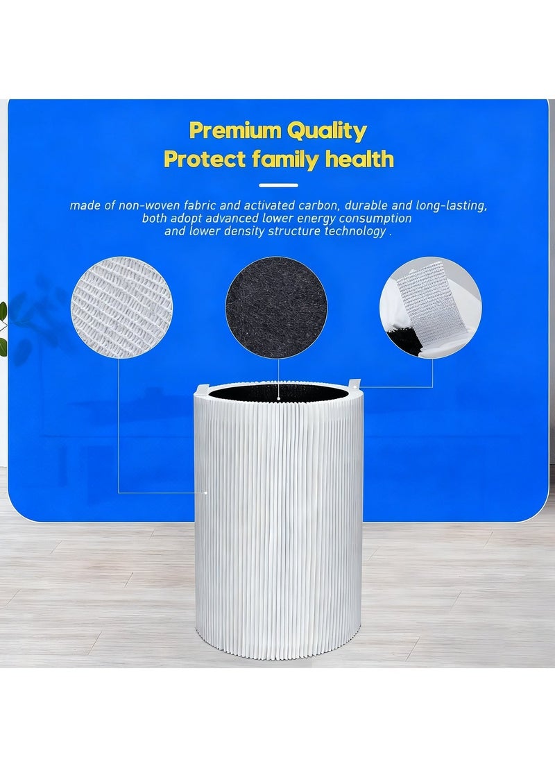 Y&D Blueair Replacement Air Purifier Filter Replaceable Inner Core Filter Activated Carbon Pure Air for Dust Allergens Odors Filter Clean Air Dust Removal 3-in-1 H13 True HEPA-Grade Odor Elimination High Efficiency Dust Pollen Pet Dander Removal 1-Pack Compatible with Blueair Pure 411 Model Changable Filter Suitable for Home Bedroom Office - Image 3