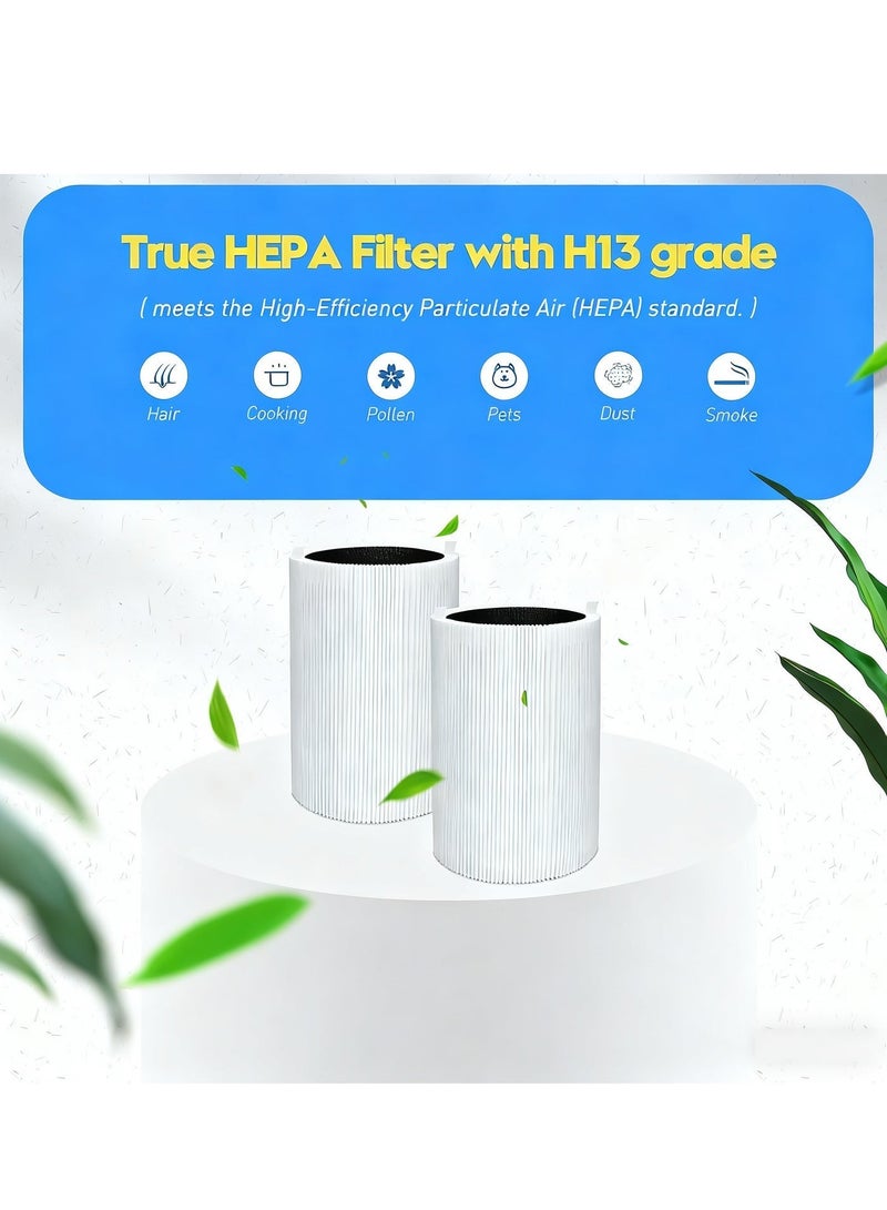 Y&D Blueair Replacement Air Purifier Filter Replaceable Inner Core Filter Activated Carbon Pure Air for Dust Allergens Odors Filter Clean Air Dust Removal 3-in-1 H13 True HEPA-Grade Odor Elimination High Efficiency Dust Pollen Pet Dander Removal 1-Pack Compatible with Blueair Pure 411 Model Changable Filter Suitable for Home Bedroom Office - Image 2