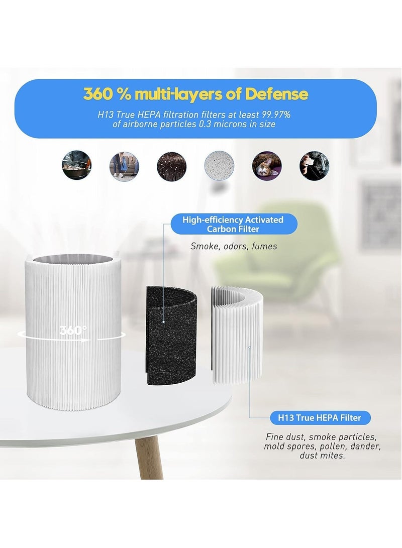 Y&D Blueair Replacement Air Purifier Filter Replaceable Inner Core Filter Activated Carbon Pure Air for Dust Allergens Odors Filter Clean Air Dust Removal 3-in-1 H13 True HEPA-Grade Odor Elimination High Efficiency Dust Pollen Pet Dander Removal 1-Pack Compatible with Blueair Pure 411 Model Changable Filter Suitable for Home Bedroom Office - Image 4