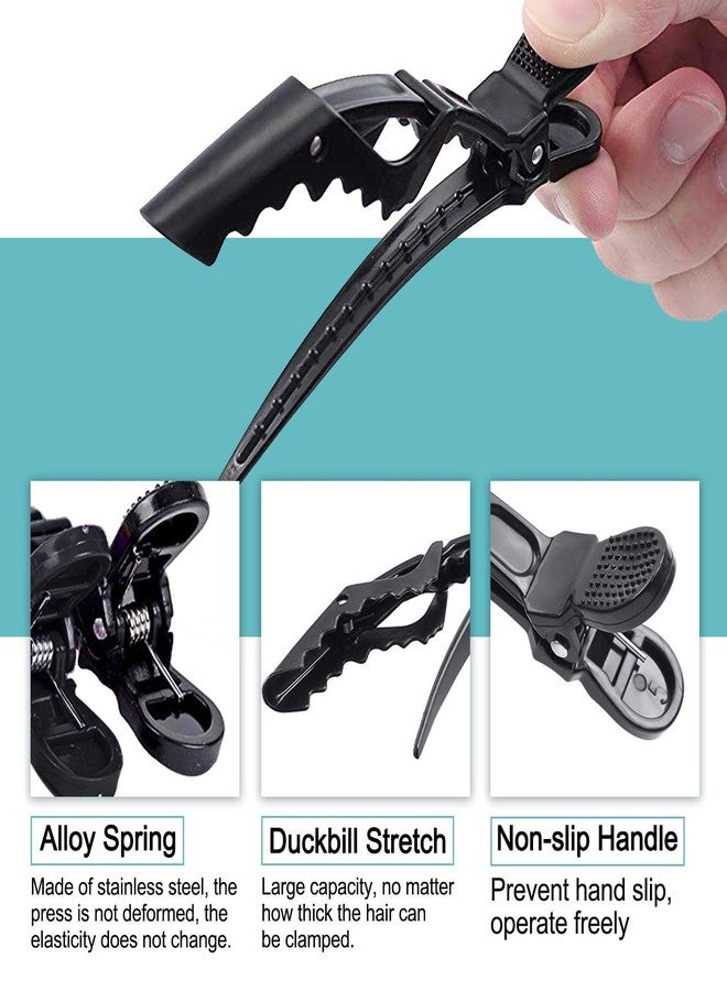 Blubby Plastic Hair Clips, Hair Clips, Non-Slip Grip and Wide Teeth for Women and Girls, Large Hair Clips for Hairdressing Supplies, Salon Section, Pack of 10, Black - Image 4
