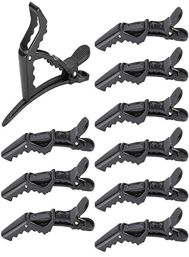 Blubby Plastic Hair Clips, Hair Clips, Non-Slip Grip and Wide Teeth for Women and Girls, Large Hair Clips for Hairdressing Supplies, Salon Section, Pack of 10, Black - Image 1