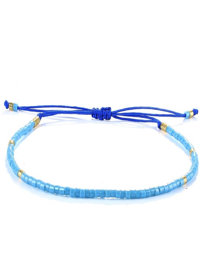KELITCH Handmade Wrap Friendship Braided Bracelet for Women Colorful Wrist Cord Adjustable Bracelets - Blue - Image 1