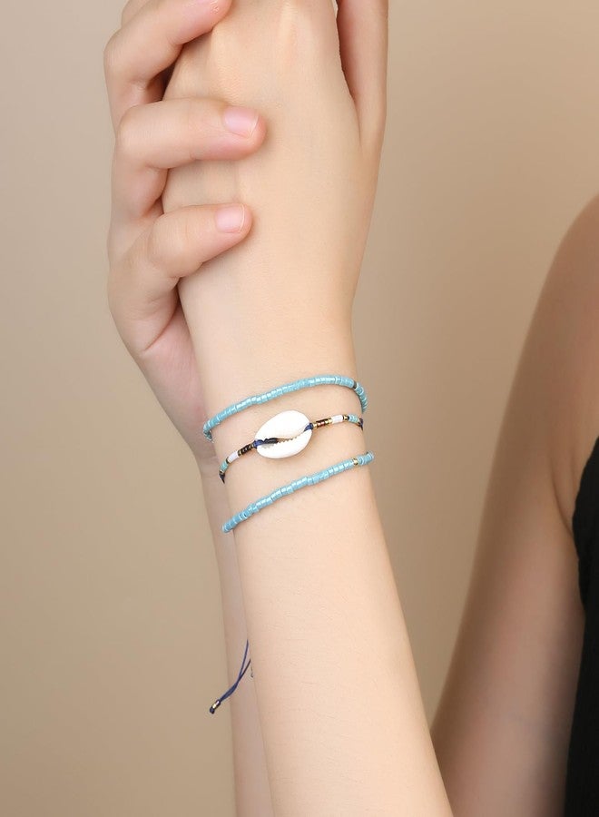KELITCH Handmade Wrap Friendship Braided Bracelet for Women Colorful Wrist Cord Adjustable Bracelets - Blue - Image 2