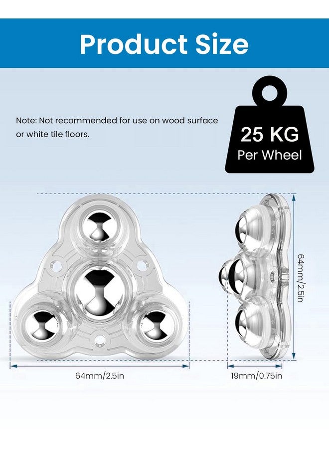 HASTHIP® 4Pcs Self Adhesive Caster Wheels 360° Rotation Caster Wheels for Small Appliances, 2.4 Inch Swivel Wheels for Furniture Moving, 25KG Load Capacity Per Caster, for Trash Can, Storage Bins - Image 2