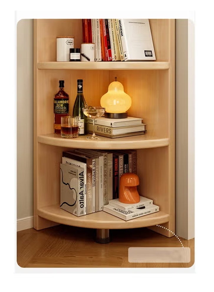 كلناميان رف تخزين زاوية من الخشب الصلب على شكل مروحة لغرفة المعيشة خزانة مثلثة خزانة زاوية أرضية حائطية رف كتب - Image 2