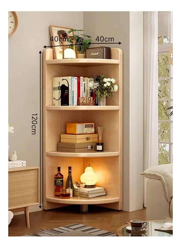 كلناميان رف تخزين زاوية من الخشب الصلب على شكل مروحة لغرفة المعيشة خزانة مثلثة خزانة زاوية أرضية حائطية رف كتب - Image 1