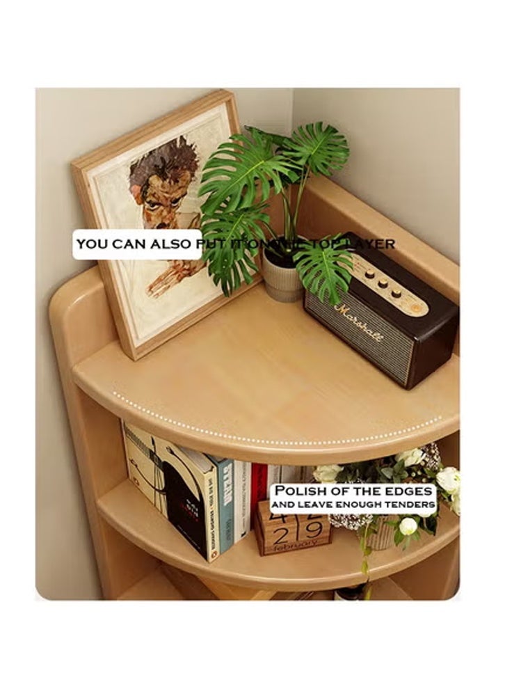 كلناميان رف تخزين زاوية من الخشب الصلب على شكل مروحة لغرفة المعيشة خزانة مثلثة خزانة زاوية أرضية حائطية رف كتب - Image 4