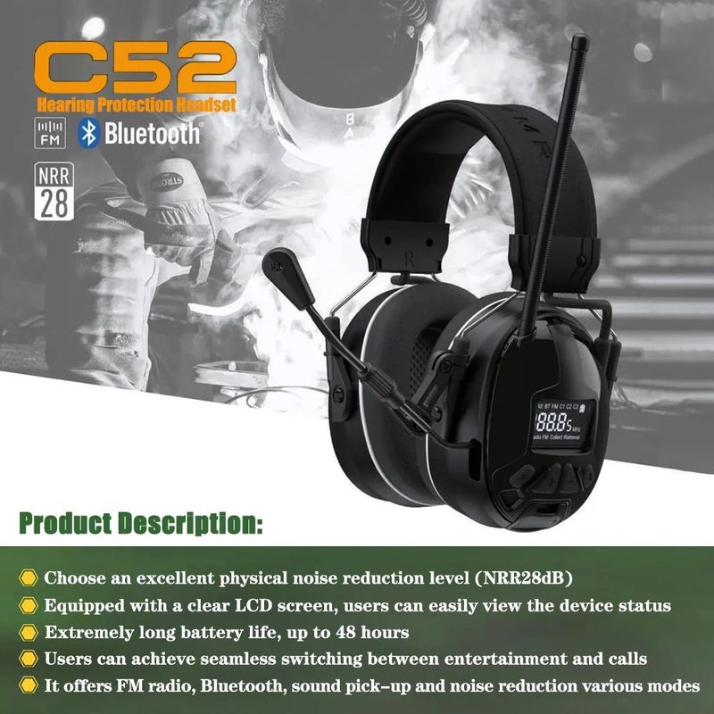 Earmor C52 Electronic Noise Cancelling Headset, Hearing Protection with Bluetooth, Black - Image 5