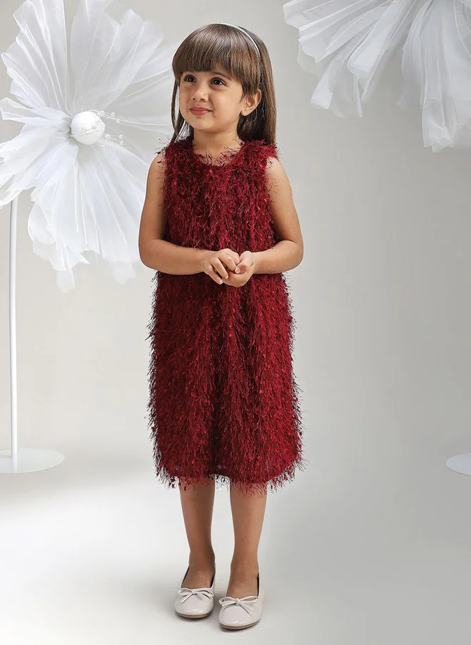 بونكيدز BONKIDS Maroon A-Line Midi Dress for Girls