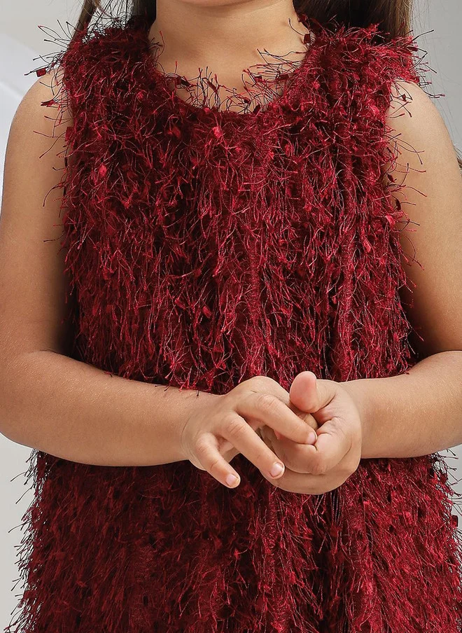 بونكيدز BONKIDS Maroon A-Line Midi Dress for Girls